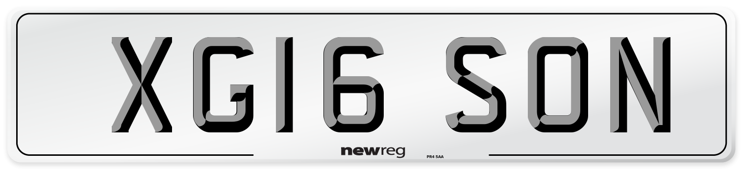 XG16 SON Number Plate from New Reg